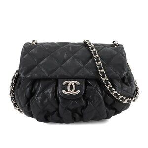 CHANEL Matelasse Chain Around Shoulder Bag Leather Black A49889 90280738